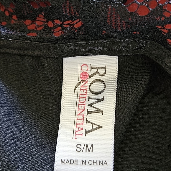 Roma Confidential Women's Silky Black Pajama Tank Top Racerback Mesh Lace SZ S/M - Picture 4 of 5